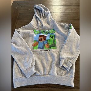 Gray Minecraft Hoodie with‎ Graphic Print kids hoodie medium